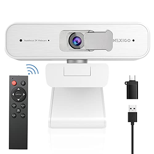 NexiGo Zoom Certified, N940P (Gen 2) 2K Zoomable Webcam with Remote| Sony_Starvis Sensor | 3X Zoom in and Out| Dual Stereo Microphone, for Zoom/Skype/Teams/Webex (White)