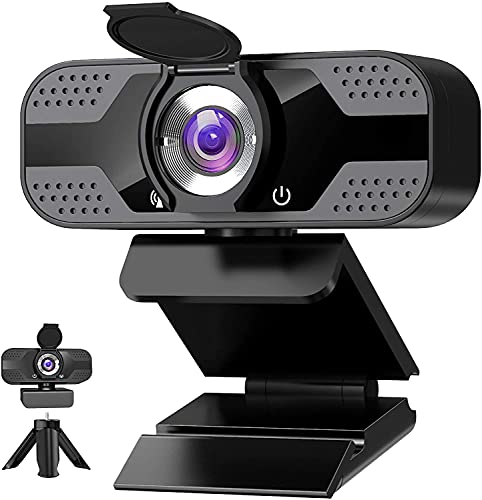 Webcam with Microphone for Desktop, 1080P HD USB Computer Cameras with Privacy Cover&Webcam Tripod, Streaming Webcam with Flexible Rotatable Wide Angle Webcam for PC Zoom Video/Gaming/Laptop/Skype